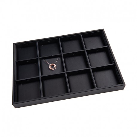 Bandeja de 12 colgantes de joyería, bisutería y joyas color negro 315x225x30 mm BJ-12C