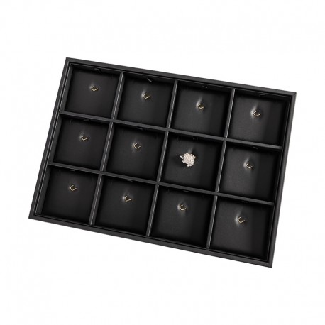 Bandeja de 12 colgantes con gancho negra para joyería, bisutería y joyas 315x225x30 mm BJ-12C