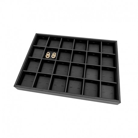 Bandeja de 24 pares de pendientes negra para  joyería, bisutería 315x225x30 mm BJ-24PO