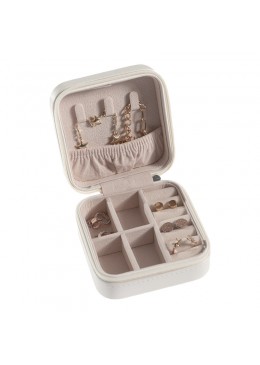 Joyero de viaje blanco para joyeria bisuteria joyas 100X100X55 MM JY-1-B