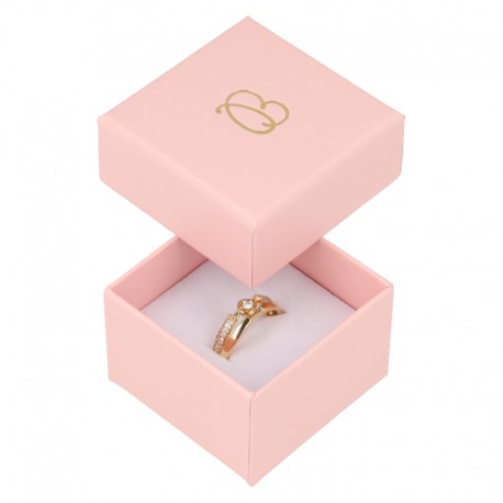 Caja de cartón rosa para anillo o pendientes de joyeria y bisuteria RS-42