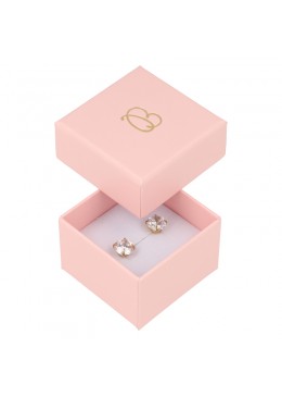 Caja de cartón rosa para anillo o pendientes de joyeria y bisuteria RS-42