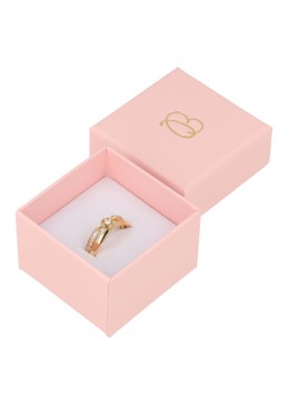 Caja de cartón rosa para anillo o pendientes de joyeria y bisuteria RS-42