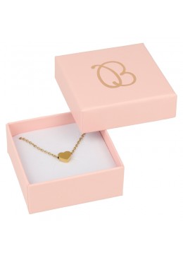 Caja de cartón rosa para juego de pendientes, sortija y colgante de joyería y bisutería rs-61