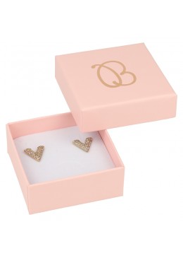 Caja de cartón rosa para juego de pendientes, sortija y colgante de joyería y bisutería rs-61