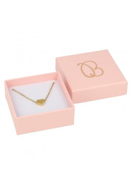 Caja de cartón rosa para juego de pendientes, sortija y colgante de joyería y bisutería rs-61