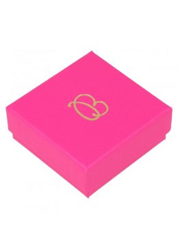 Caja de cartón fucsia para juego de pendientes, anillo y colgante de joyería y bisutería FX-61