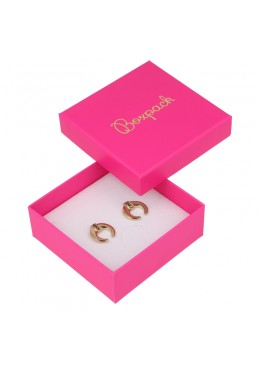 Caja de cartón fucsia para conjunto de sortija, pendientes y colgante de joyería y bisutería FX-81