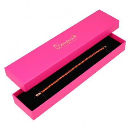 Caja de cartón fucsia para pulsera extendida de joyería bisutería y joyas FX-51