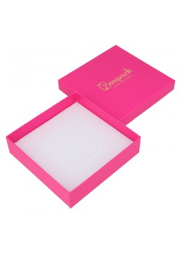 Caja de cartón fucsia para collar gargantilla de joyería y bisutería 120X120X33 mm  FX-17 