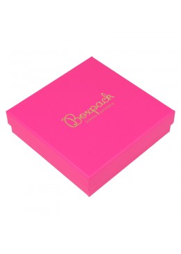 Caja de cartón fucsia para collar gargantilla de joyería y bisutería 120X120X33 mm  FX-17 