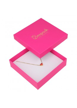 Caja de cartón fucsia para collar gargantilla de joyería y bisutería 120X120X33 mm FX-17 