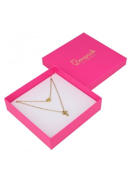 Caja de cartón fucsia para collar gargantilla de joyería y bisutería 120X120X33 mm FX-17 