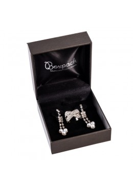Estuche forrado imitacion seda para juego de anillo y pendientes de joyeria y joyas S-66-J