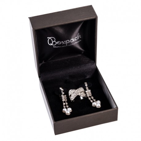 Estuche forrado imitacion seda para juego de anillo y pendientes de joyeria y joyas S-66-J