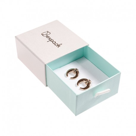 CAJA PARA PENDIENTES Y COLGANTE 73x70x40 Mm BLANCA Y AGUAMARINA SG-2-B-AQ