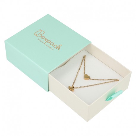 CAJA PARA PENDIENTES Y COLGANTE 90x87x40 Mm AGUAMARINA Y BLANCA SG-3-Aq-B