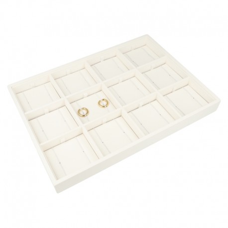 Bandeja blanca 12 pares de pendientes de aro 315x225x30 mm BJ-12PA-B