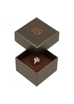 Caja de carton marron efecto perlado para anillo o pendientes Q-42-M