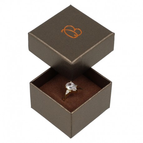Caja de carton marron efecto perlado para anillo o pendientes Q-42-M
