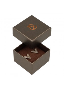 Caja de carton marron efecto perlado para anillo o pendientes Q-42-M