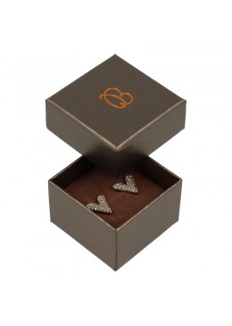 Caja de carton marron efecto perlado para anillo o pendientes Q-42-M
