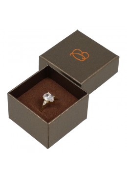 Caja de carton marron efecto perlado para anillo o pendientes Q-42-M