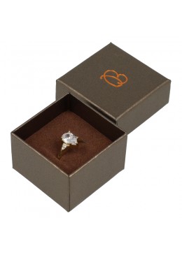 Caja de carton marron efecto perlado para anillo o pendientes Q-42-M