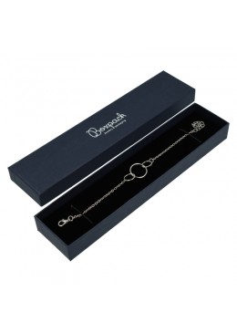 Caja de carton azul forrada de papel para pulsera extendida de joyeria y bisuteria EP-51-A