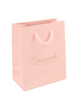 Bolsa de papel mate rosa cuarzo para joyeria bisuteria y relojeria 120x150x65 mm B-M-RS
