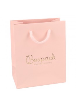 Bolsa de papel rosa cuarzo para joyeria bisuteria y relojeria 120x150x65 mm B-M-RS