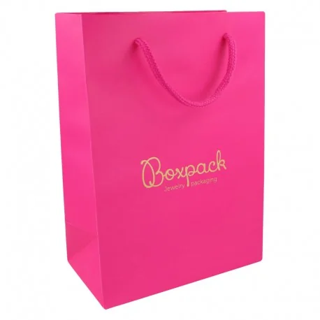 Bolsa fucsia de papel laminado mate de 180x250x100 Mm. B-L-FX