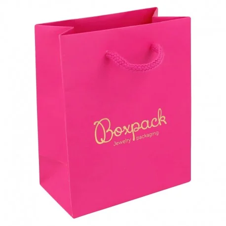Bolsa de papel mate fucsia para joyeria bisuteria y joyas 120x150x65 mm B-M-FX