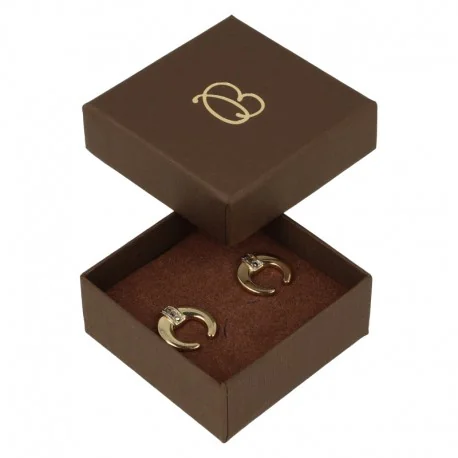 Caja para juego y colgante marrón 65x65x27 mm para joyeria y bisuteria de cartón EP-61-M