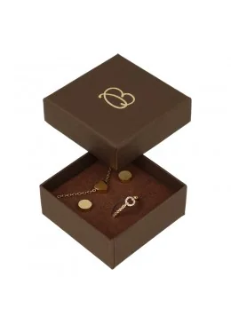 Caja para juego y colgante marrón 65x65x27 mm para joyeria y bisuteria de cartón EP-61-M