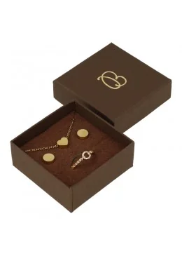 Caja para juego y colgante marrón 65x65x27 mm para joyeria y bisuteria de cartón EP-61-M