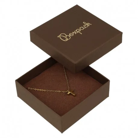 Caja para juego y colgantede marron de carton de 86x86x32 mm para joyeria y bisuteria EP-81-M