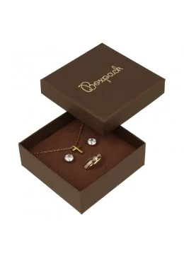 Caja para juego y colgantede marron de carton de 86x86x32 mm para joyeria y bisuteria EP-81-M
