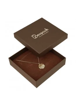 Caja para collar o aderezo marrón para joyeria y bisuteria de 120x120x33 mm EP-17-M