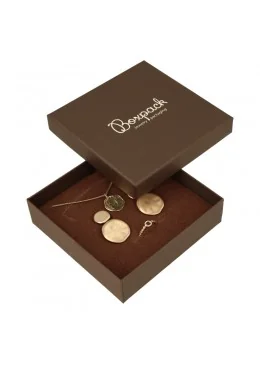 Caja para collar o aderezo marrón para joyeria y bisuteria de 120x120x33 mm EP-17-M