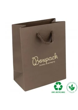 Bolsa de papel eco marrón para joyeria bisuteria y relojeria 120x150x65 mm E-B-M-M