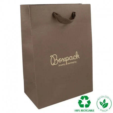 Bolsa de papel ECO marrón para joyeria bisuteria y relojeria 180x250x100 mm E-B-L-M