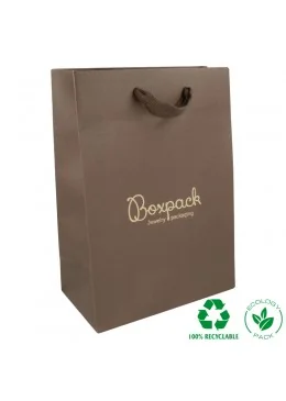 Bolsa de papel eco color marrón 180x250x100 mm para joyeria bisuteria y relojeria E-B-L-M