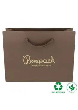 Bolsa de Papel ECO Marrón para joyeria, bisuteria y relojeria de 200x150x70 mm. E-B-MA-M