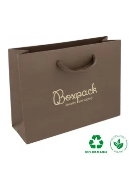 Bolsa de Papel ECO Marrón para joyeria, bisuteria y relojeria de 200x150x70 mm. E-B-MA-M