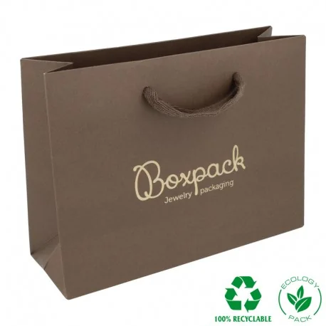 Bolsa de Papel ECO Marrón para joyeria, bisuteria y relojeria de 200x150x70 mm. E-B-MA-M