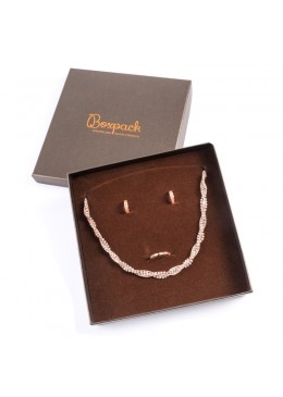 Caja de carton marron efecto perlado para collar de joyeria bisuteria y joyas Q-18