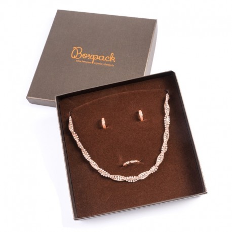 Caja de carton marron efecto perlado para collar de joyeria bisuteria y joyas Q-18