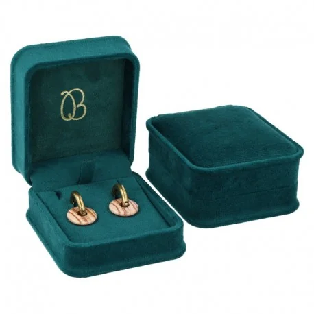 Estuche para pendientes verde 71x83x44 mm para joyeria y bisuteria MD-3-P-VE