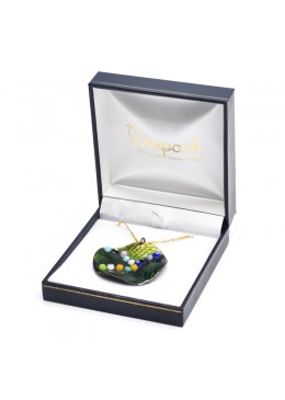 Estuche azul forrado de imitacion piel para colgante de joyeria bisuteria y joyas J-09-C-A